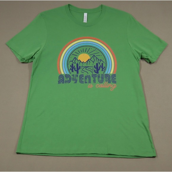 Bella Canvas Tops - Women's Adventure is Waiting‎ Graphic Tee - Green - Size L